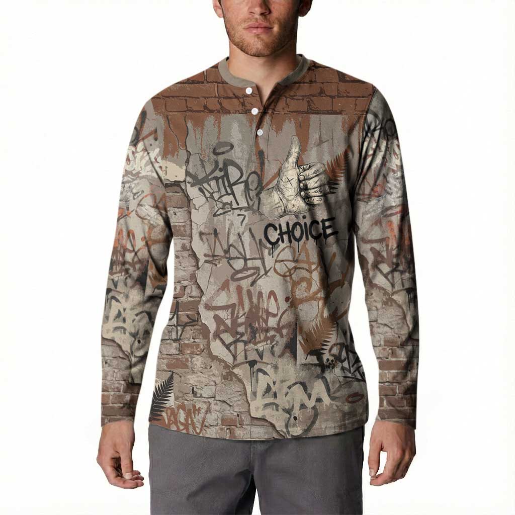 Choice Bro Graffiti Handshake Button Sweatshirt New Zealand Slang Fern Brick Wall and Urban Street Art TS04 - Polynesian Pride