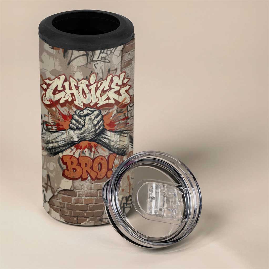 Choice Bro Graffiti Handshake 4 in 1 Can Cooler Tumbler New Zealand Slang Fern Brick Wall and Urban Street Art TS04 - Polynesian Pride