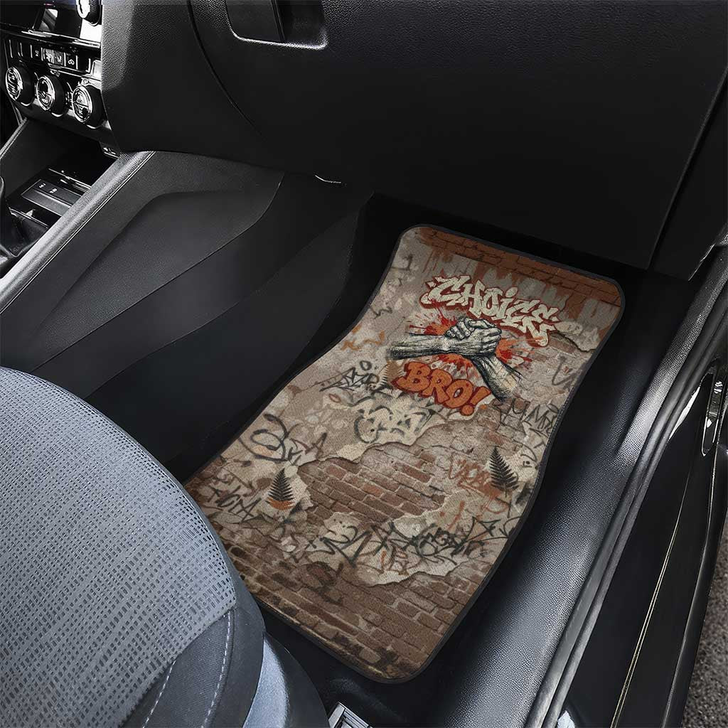 Choice Bro Graffiti Handshake Car Mats New Zealand Slang Fern Brick Wall and Urban Street Art TS04 - Polynesian Pride