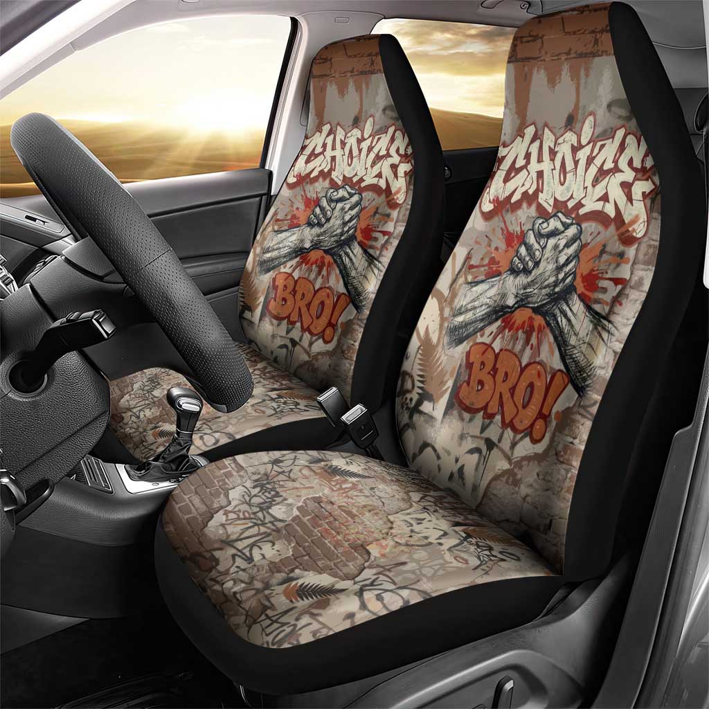 Choice Bro Graffiti Handshake Car Seat Cover New Zealand Slang Fern Brick Wall and Urban Street Art TS04 - Polynesian Pride