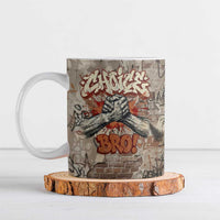 Choice Bro Graffiti Handshake Ceramic Mug New Zealand Slang Fern Brick Wall and Urban Street Art TS04 Multicolor - Polynesian Pride