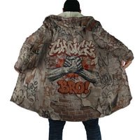 Choice Bro Graffiti Handshake Cloak New Zealand Slang Fern Brick Wall and Urban Street Art TS04 - Polynesian Pride