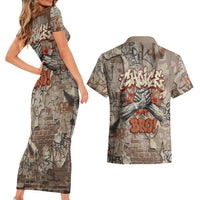 Choice Bro Graffiti Handshake Couples Matching Short Sleeve Bodycon Dress and Hawaiian Shirt New Zealand Slang Fern Brick Wall and Urban Street Art TS04 - Polynesian Pride