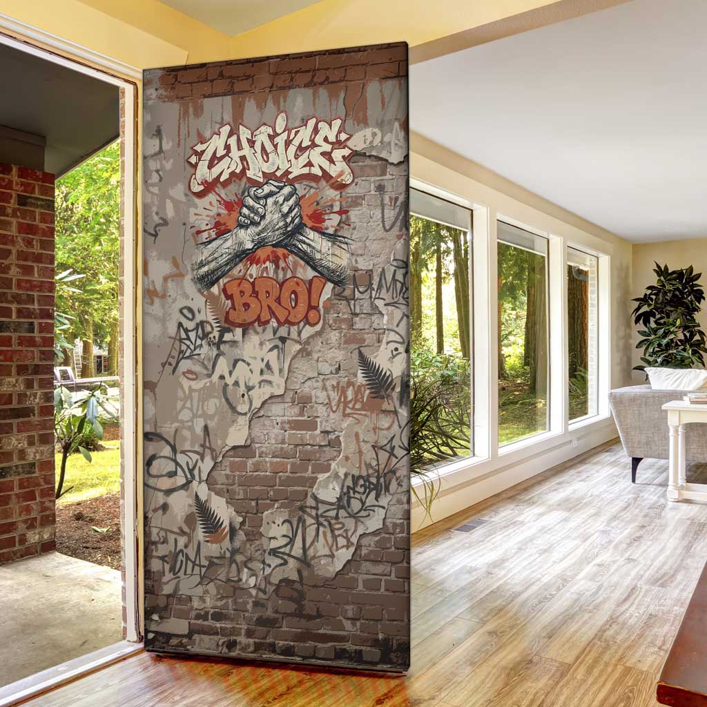 Choice Bro Graffiti Handshake Door Cover New Zealand Slang Fern Brick Wall and Urban Street Art TS04 - Polynesian Pride