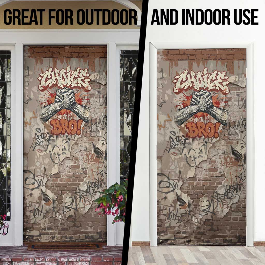 Choice Bro Graffiti Handshake Door Cover New Zealand Slang Fern Brick Wall and Urban Street Art TS04 - Polynesian Pride