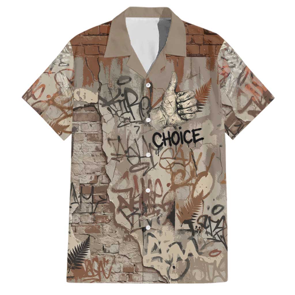 Choice Bro Graffiti Handshake Family Matching Off Shoulder Short Dress and Hawaiian Shirt New Zealand Slang Fern Brick Wall and Urban Street Art TS04 Dad's Shirt - Short Sleeve Multicolor - Polynesian Pride