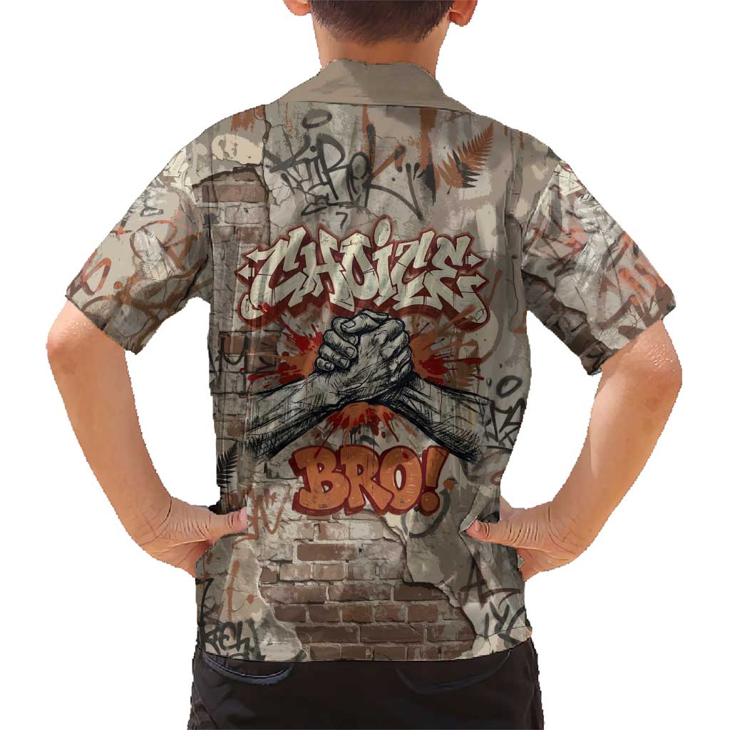 Choice Bro Graffiti Handshake Family Matching Short Sleeve Bodycon Dress and Hawaiian Shirt New Zealand Slang Fern Brick Wall and Urban Street Art TS04 - Polynesian Pride