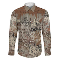 Choice Bro Graffiti Handshake Family Matching Tank Maxi Dress and Hawaiian Shirt New Zealand Slang Fern Brick Wall and Urban Street Art TS04 Dad's Shirt - Long Sleeve Multicolor - Polynesian Pride