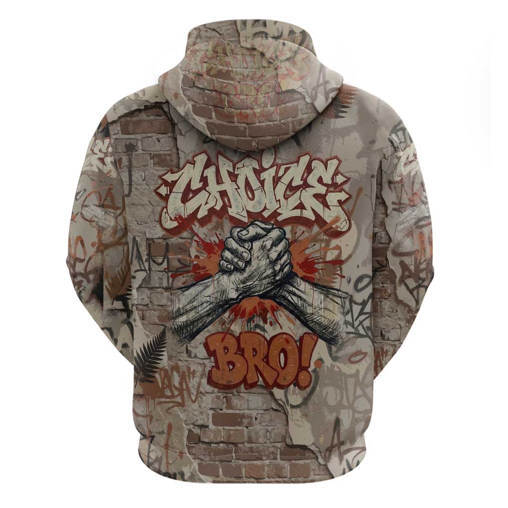 Choice Bro Graffiti Handshake Hoodie New Zealand Slang Fern Brick Wall and Urban Street Art TS04 - Polynesian Pride