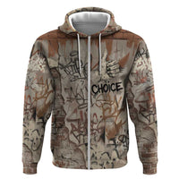 Choice Bro Graffiti Handshake Hoodie New Zealand Slang Fern Brick Wall and Urban Street Art TS04 Zip Hoodie Multicolor - Polynesian Pride