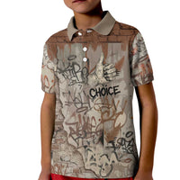 Choice Bro Graffiti Handshake Kid Polo Shirt New Zealand Slang Fern Brick Wall and Urban Street Art TS04 Kid Multicolor - Polynesian Pride