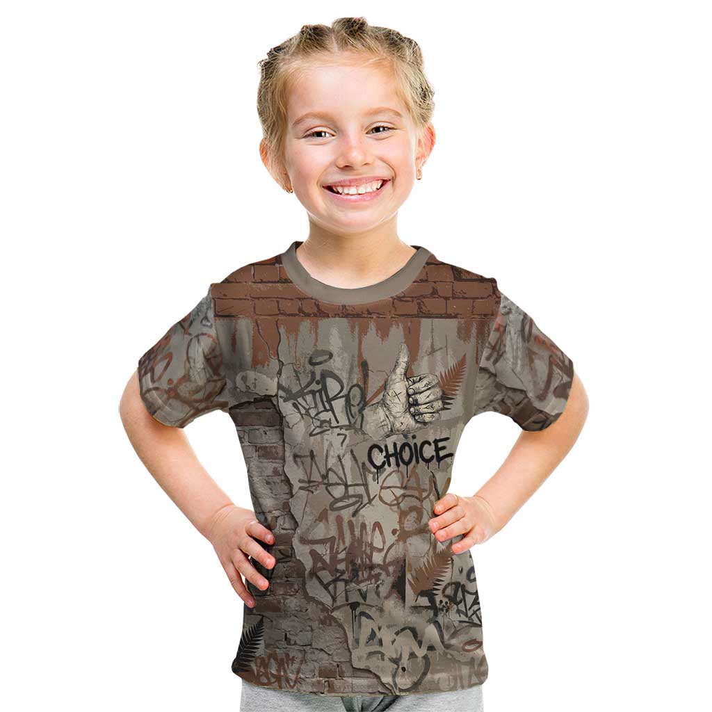 Choice Bro Graffiti Handshake Kid T Shirt New Zealand Slang Fern Brick Wall and Urban Street Art TS04 Multicolor - Polynesian Pride