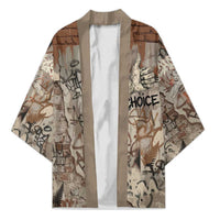 Choice Bro Graffiti Handshake Kimono New Zealand Slang Fern Brick Wall and Urban Street Art TS04 Unisex Multicolor - Polynesian Pride