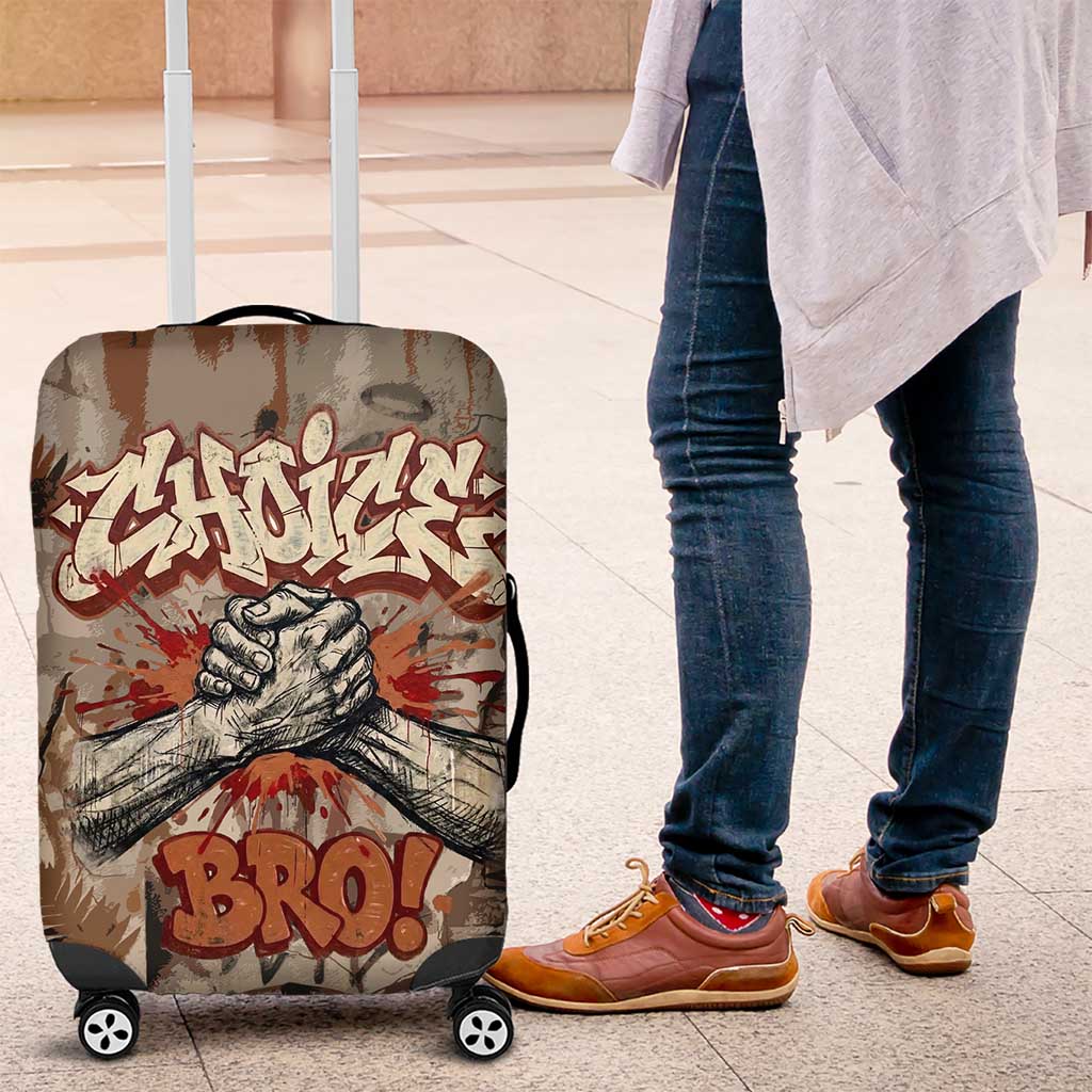Choice Bro Graffiti Handshake Luggage Cover New Zealand Slang Fern Brick Wall and Urban Street Art