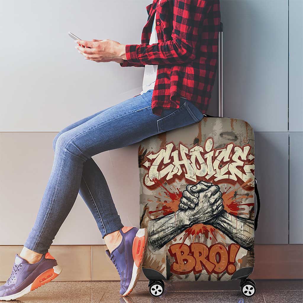 Choice Bro Graffiti Handshake Luggage Cover New Zealand Slang Fern Brick Wall and Urban Street Art