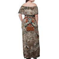 Choice Bro Graffiti Handshake Off Shoulder Maxi Dress New Zealand Slang Fern Brick Wall and Urban Street Art TS04 - Polynesian Pride
