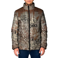 Choice Bro Graffiti Handshake Padded Jacket New Zealand Slang Fern Brick Wall and Urban Street Art TS04 Men Multicolor - Polynesian Pride