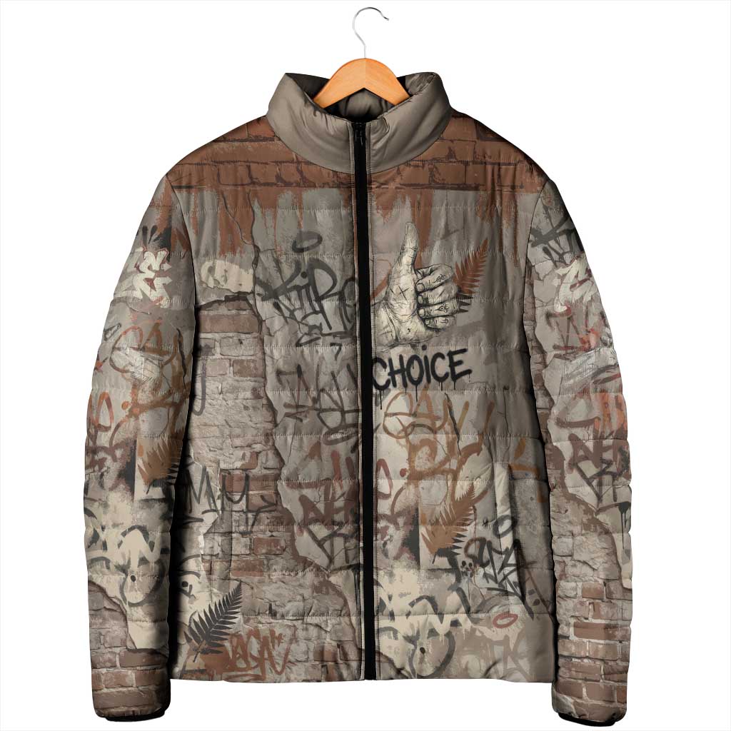 Choice Bro Graffiti Handshake Padded Jacket New Zealand Slang Fern Brick Wall and Urban Street Art TS04 - Polynesian Pride