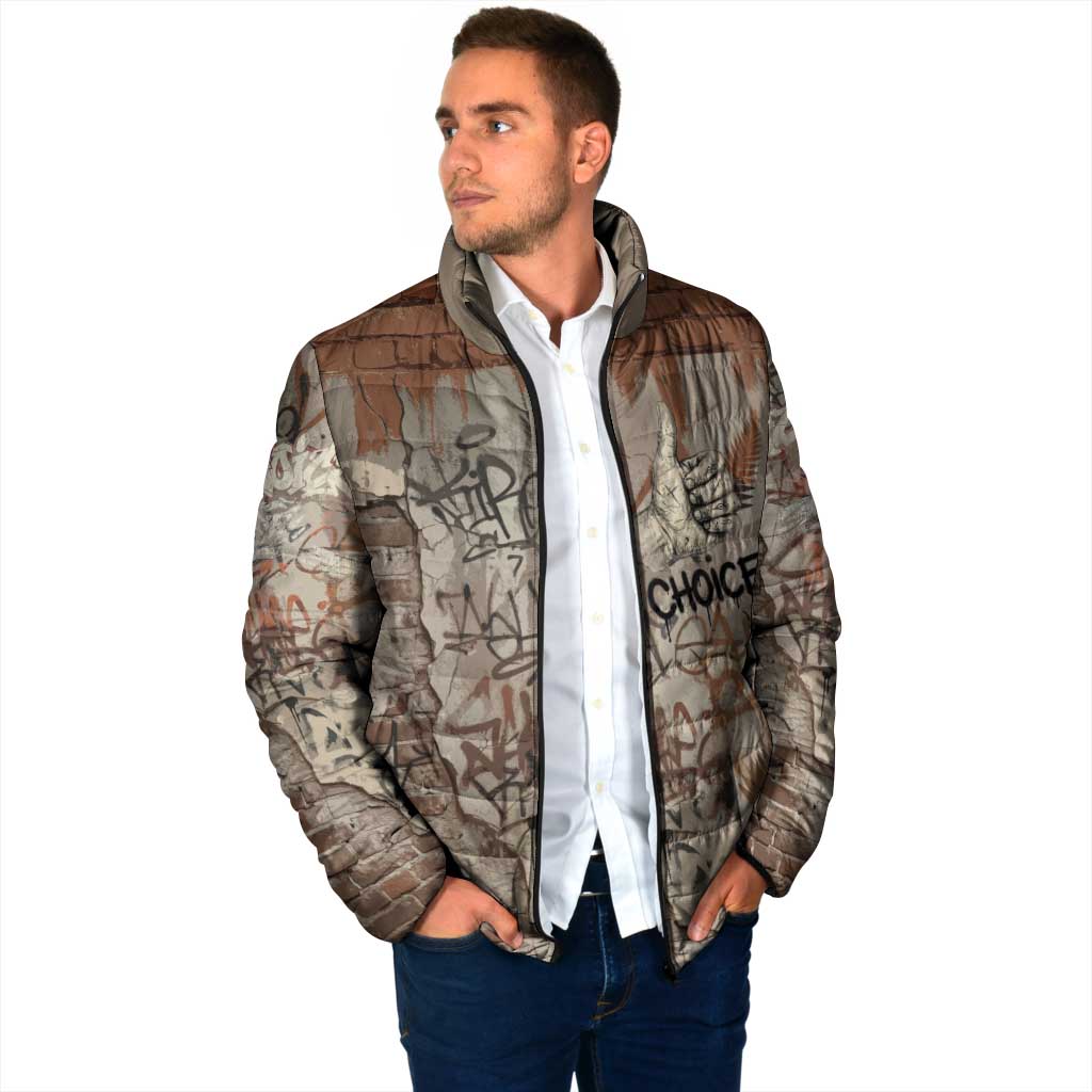 Choice Bro Graffiti Handshake Padded Jacket New Zealand Slang Fern Brick Wall and Urban Street Art TS04 - Polynesian Pride