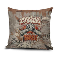 Choice Bro Graffiti Handshake Pillow Cover New Zealand Slang Fern Brick Wall and Urban Street Art TS04 Multicolor - Polynesian Pride