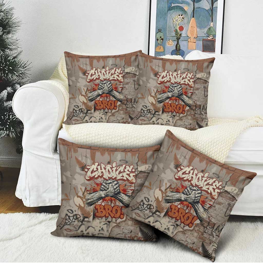 Choice Bro Graffiti Handshake Pillow Cover New Zealand Slang Fern Brick Wall and Urban Street Art TS04 - Polynesian Pride