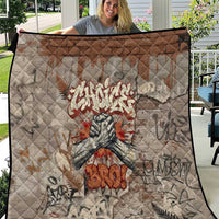 Choice Bro Graffiti Handshake Quilt New Zealand Slang Fern Brick Wall and Urban Street Art TS04 Multicolor - Polynesian Pride