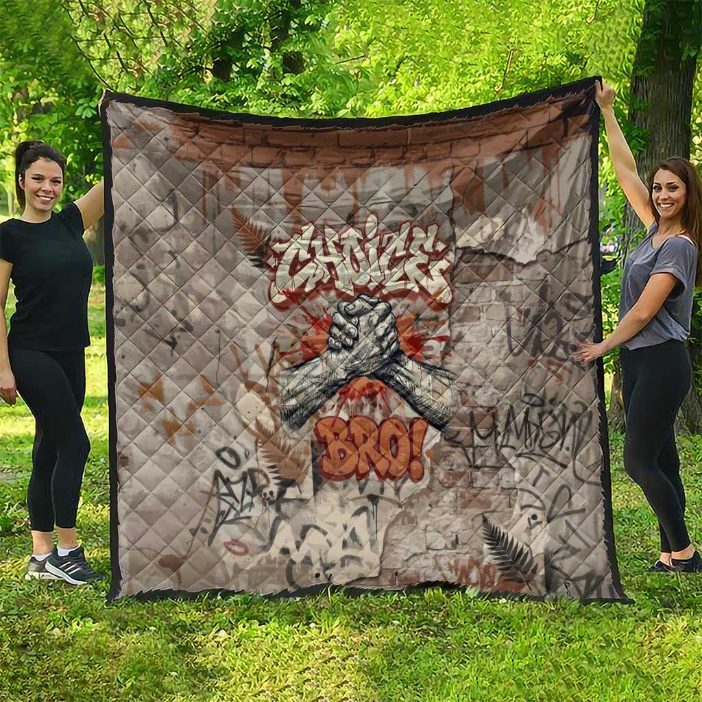 Choice Bro Graffiti Handshake Quilt New Zealand Slang Fern Brick Wall and Urban Street Art TS04 - Polynesian Pride