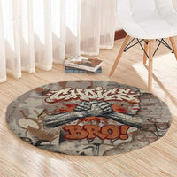 Choice Bro Graffiti Handshake Round Carpet New Zealand Slang Fern Brick Wall and Urban Street Art TS04 - Polynesian Pride
