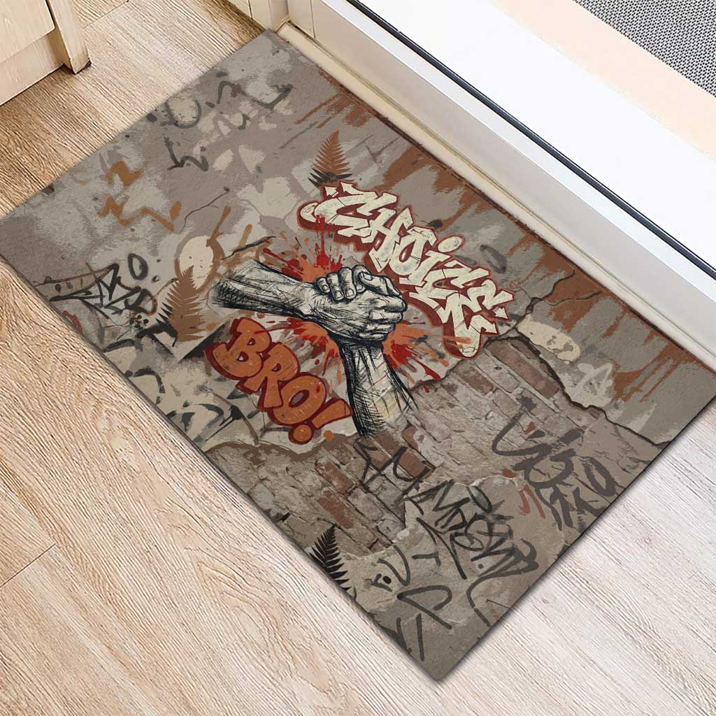 Choice Bro Graffiti Handshake Rubber Doormat New Zealand Slang Fern Brick Wall and Urban Street Art TS04 - Polynesian Pride