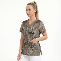 Choice Bro Graffiti Handshake Scrub Top New Zealand Slang Fern Brick Wall and Urban Street Art TS04 - Polynesian Pride