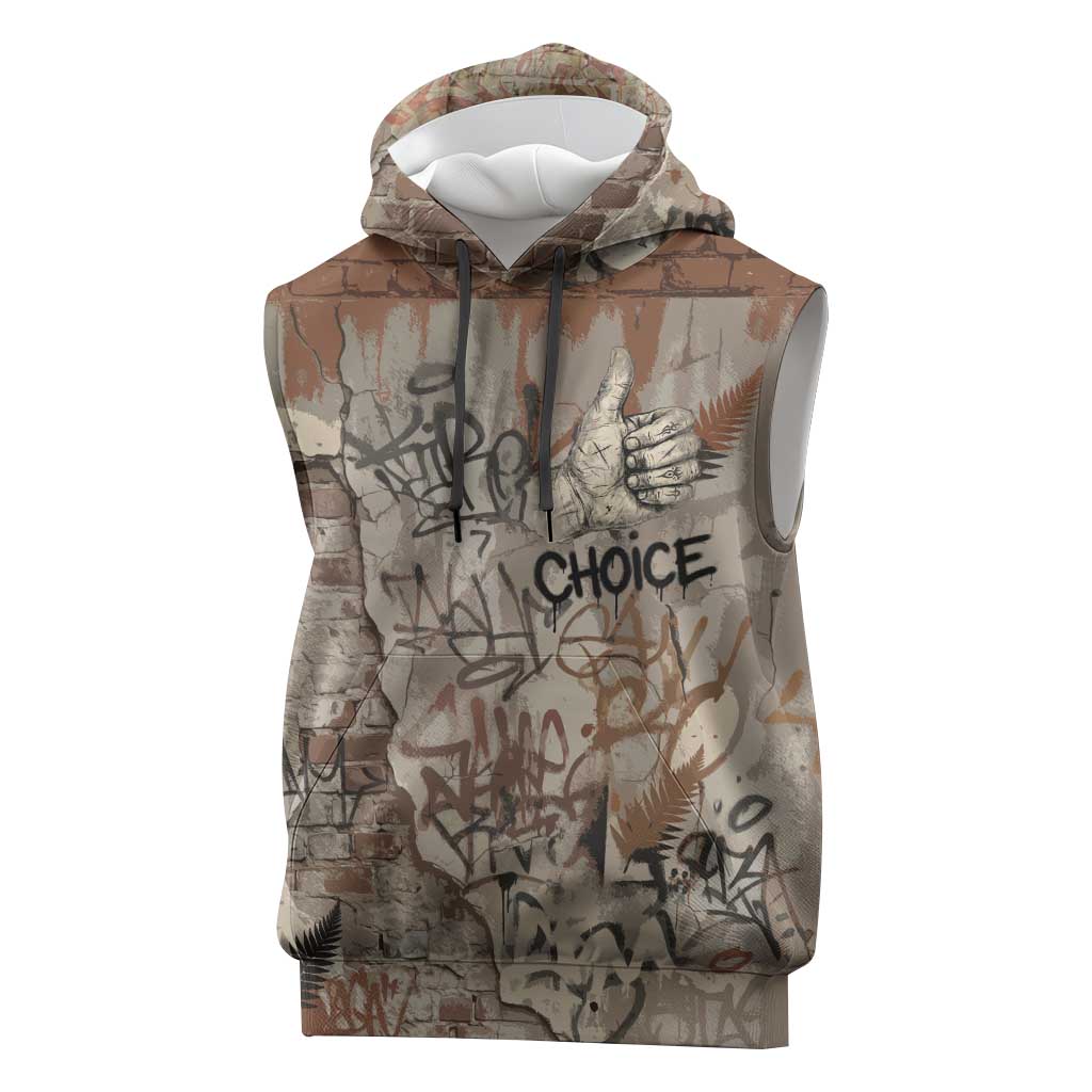 Choice Bro Graffiti Handshake Sleeveless Hoodie New Zealand Slang Fern Brick Wall and Urban Street Art TS04 Multicolor - Polynesian Pride