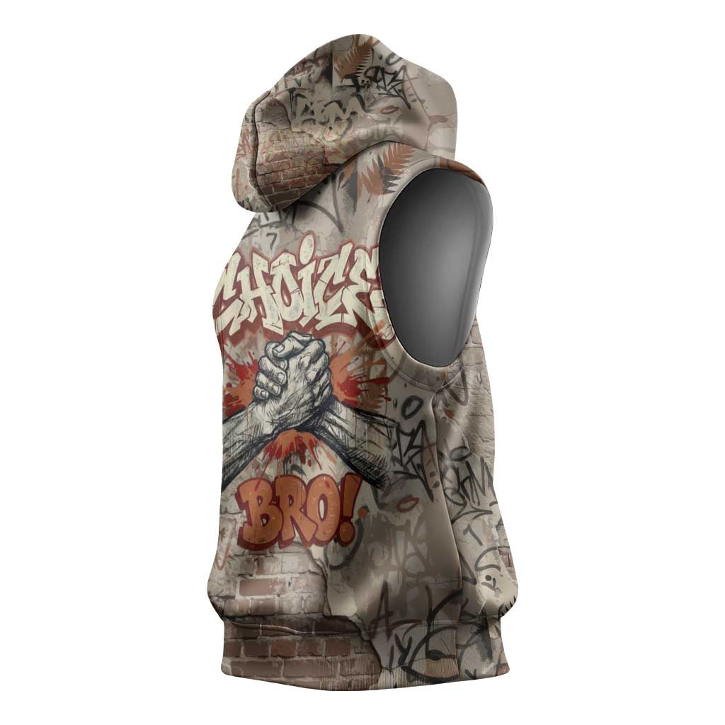 Choice Bro Graffiti Handshake Sleeveless Hoodie New Zealand Slang Fern Brick Wall and Urban Street Art TS04 - Polynesian Pride