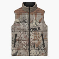 Choice Bro Graffiti Handshake Sleeveless Puffer Jacket New Zealand Slang Fern Brick Wall and Urban Street Art TS04 Unisex Multicolor - Polynesian Pride