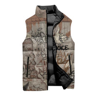 Choice Bro Graffiti Handshake Sleeveless Puffer Jacket New Zealand Slang Fern Brick Wall and Urban Street Art TS04 - Polynesian Pride
