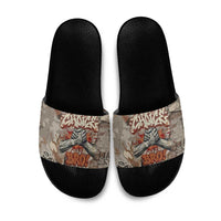 Choice Bro Graffiti Handshake Slide Sandals New Zealand Slang Fern Brick Wall and Urban Street Art TS04 Multicolor - Polynesian Pride