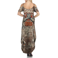 Choice Bro Graffiti Handshake Summer Maxi Dress New Zealand Slang Fern Brick Wall and Urban Street Art TS04 - Polynesian Pride