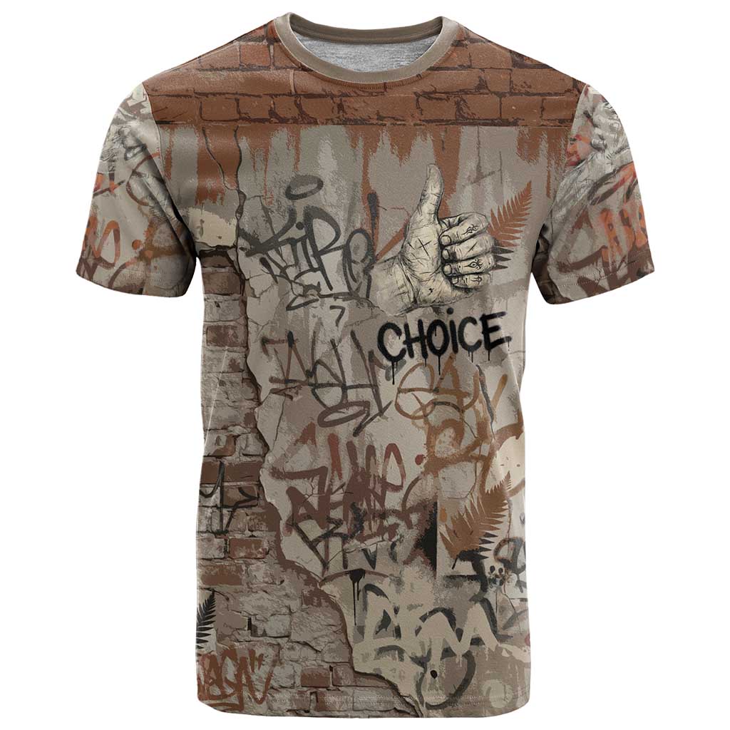 Choice Bro Graffiti Handshake T Shirt New Zealand Slang Fern Brick Wall and Urban Street Art TS04 Multicolor - Polynesian Pride