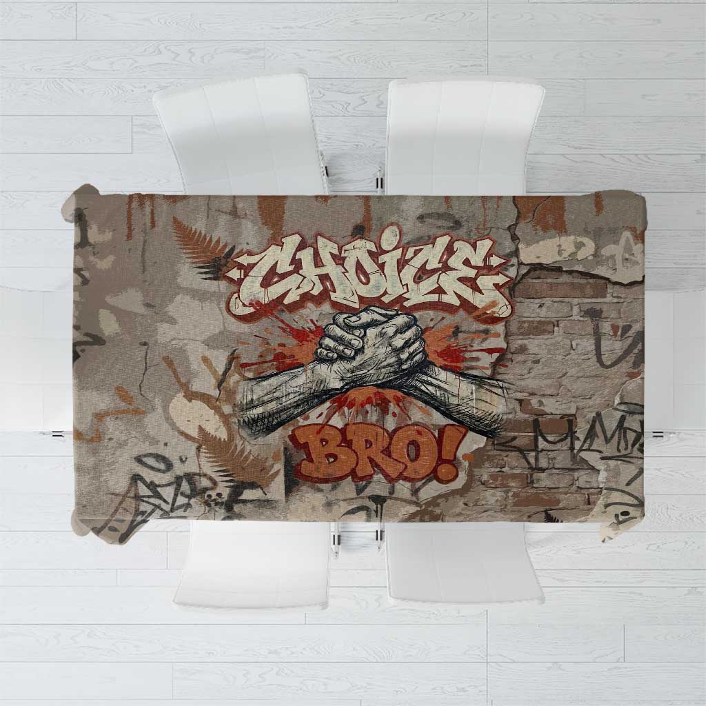 Choice Bro Graffiti Handshake Tablecloth New Zealand Slang Fern Brick Wall and Urban Street Art