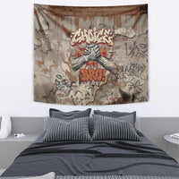 Choice Bro Graffiti Handshake Tapestry New Zealand Slang Fern Brick Wall and Urban Street Art