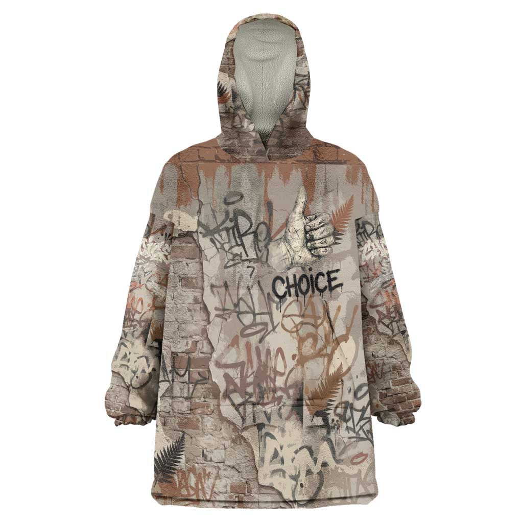 Choice Bro Graffiti Handshake Wearable Blanket Hoodie New Zealand Slang Fern Brick Wall and Urban Street Art TS04 One Size Multicolor - Polynesian Pride