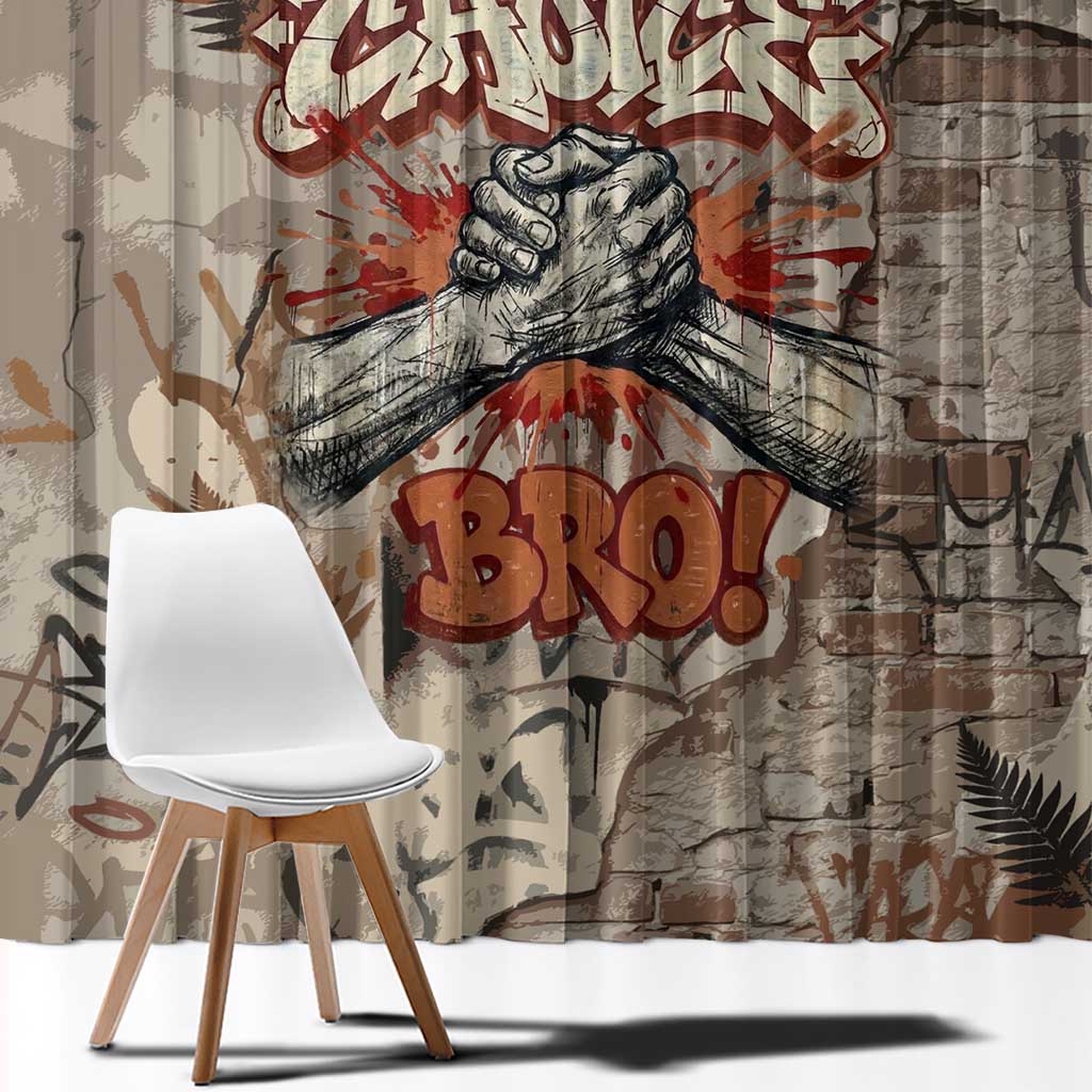 Choice Bro Graffiti Handshake Window Curtain New Zealand Slang Fern Brick Wall and Urban Street Art TS04 - Polynesian Pride