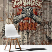 Choice Bro Graffiti Handshake Window Curtain New Zealand Slang Fern Brick Wall and Urban Street Art TS04 - Polynesian Pride