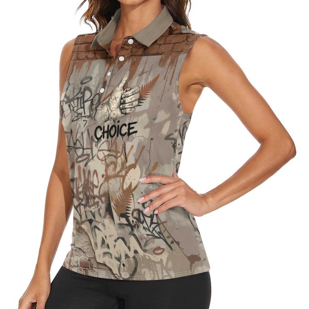Choice Bro Graffiti Handshake Women Sleeveless Polo Shirt New Zealand Slang Fern Brick Wall and Urban Street Art TS04 - Polynesian Pride