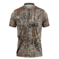 Choice Bro Graffiti Handshake Zipper Polo Shirt New Zealand Slang Fern Brick Wall and Urban Street Art TS04 Multicolor - Polynesian Pride