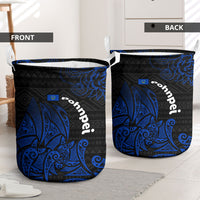 Pohnpei Federated States Of Micronesia Laundry Basket Polynesian Tribal Heritage Art With Blue Island Tattoo Patterns TS04 - Polynesian Pride