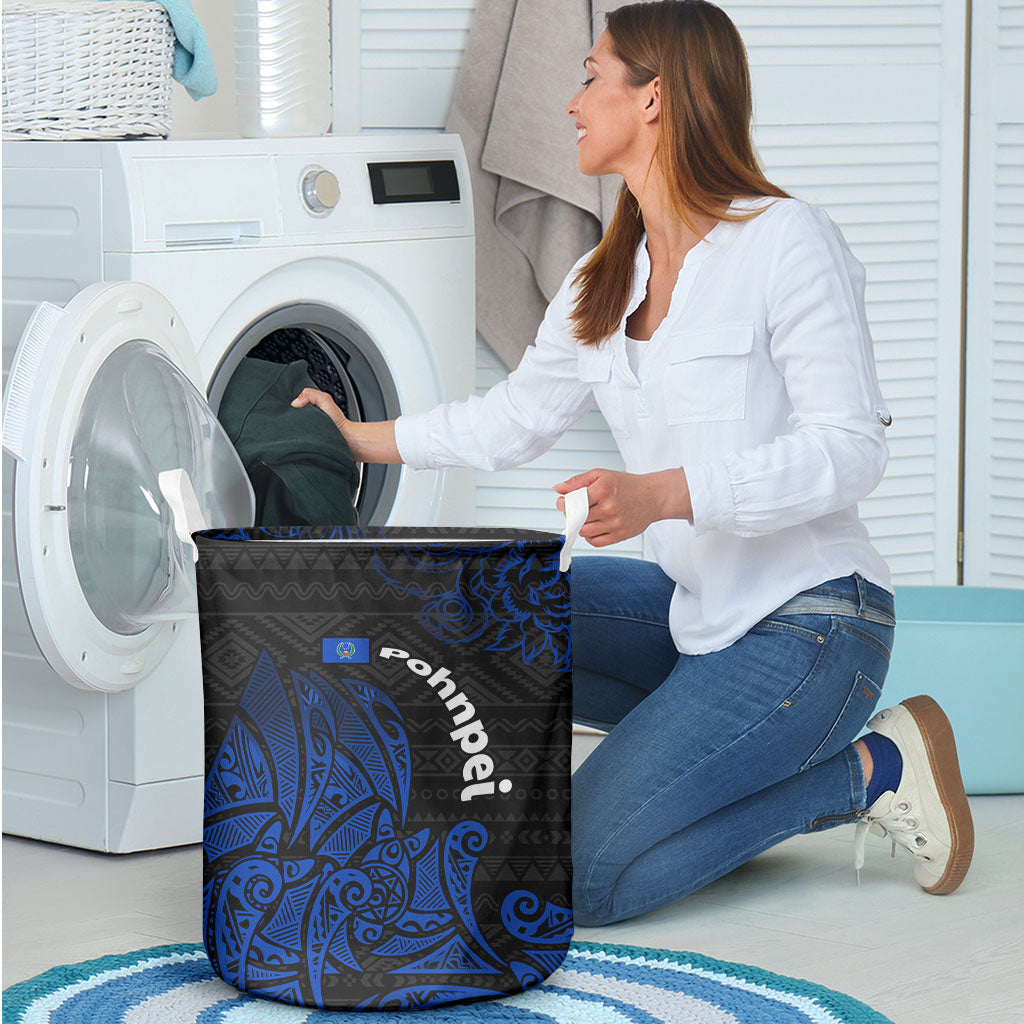 Pohnpei Federated States Of Micronesia Laundry Basket Polynesian Tribal Heritage Art With Blue Island Tattoo Patterns TS04 - Polynesian Pride