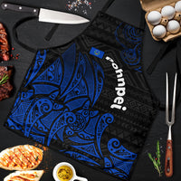 Pohnpei Federated States Of Micronesia Apron Polynesian Tribal Heritage Art With Blue Island Tattoo Patterns TS04 Black Blue - Polynesian Pride