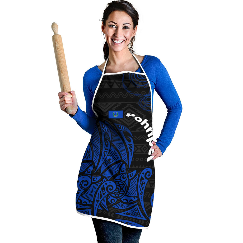 Pohnpei Federated States Of Micronesia Apron Polynesian Tribal Heritage Art With Blue Island Tattoo Patterns TS04 - Polynesian Pride