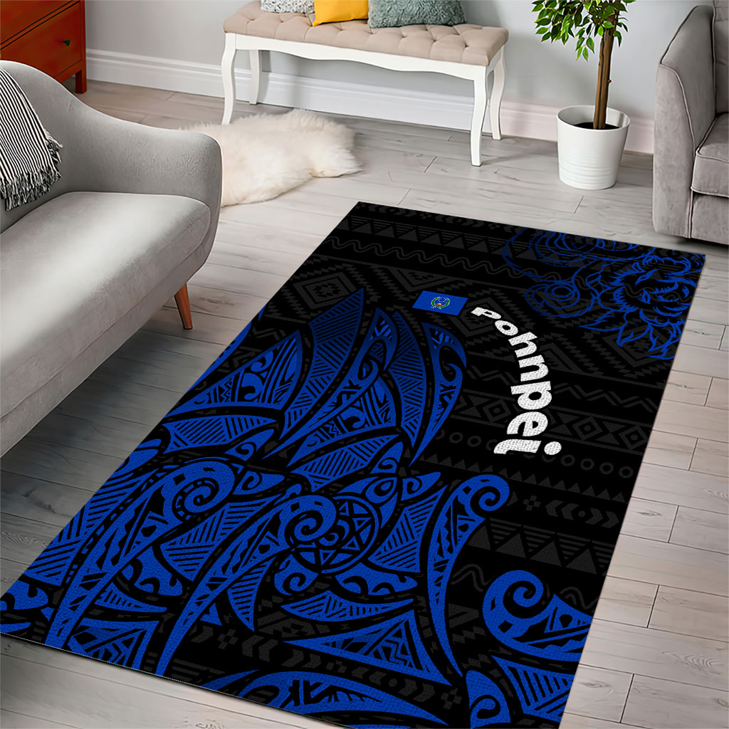 Pohnpei Federated States Of Micronesia Area Rug Polynesian Tribal Heritage Art With Blue Island Tattoo Patterns