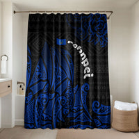 Pohnpei Federated States Of Micronesia Bathroom Set Polynesian Tribal Heritage Art With Blue Island Tattoo Patterns TS04 Shower Curtain Only Black Blue - Polynesian Pride